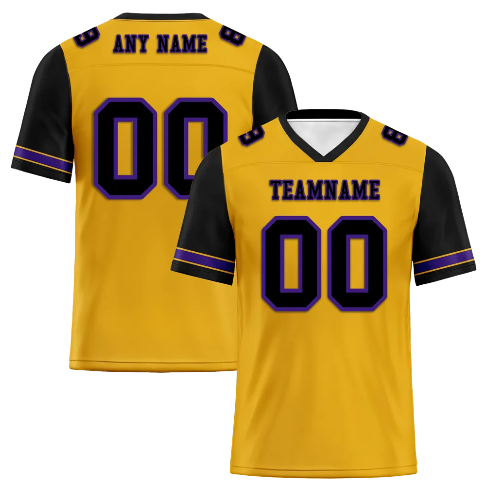 Custom Yellow Black Two Tone Black Personalized Authentic Football Jersey FBJ02-bc0fa00