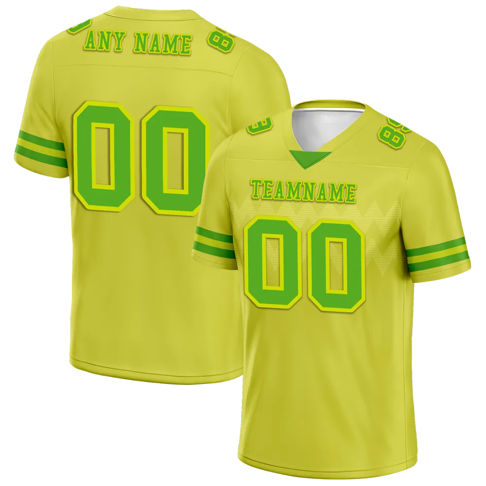 Custom Yellow Sleeve Stripes Green Personalized Authentic Football Jersey FBJ02-bc0f0d9