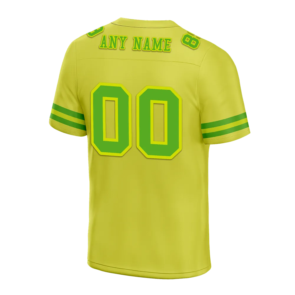 Custom Yellow Sleeve Stripes Green Personalized Authentic Football Jersey FBJ02-bc0f0d9