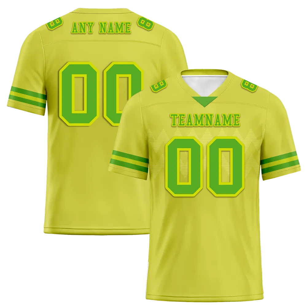 Custom Yellow Sleeve Stripes Green Personalized Authentic Football Jersey FBJ02-bc0f0d9