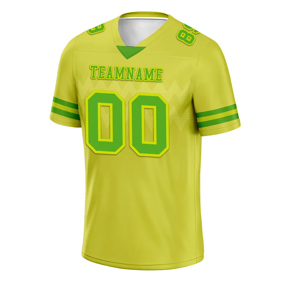 Custom Yellow Sleeve Stripes Green Personalized Authentic Football Jersey FBJ02-bc0f0d9