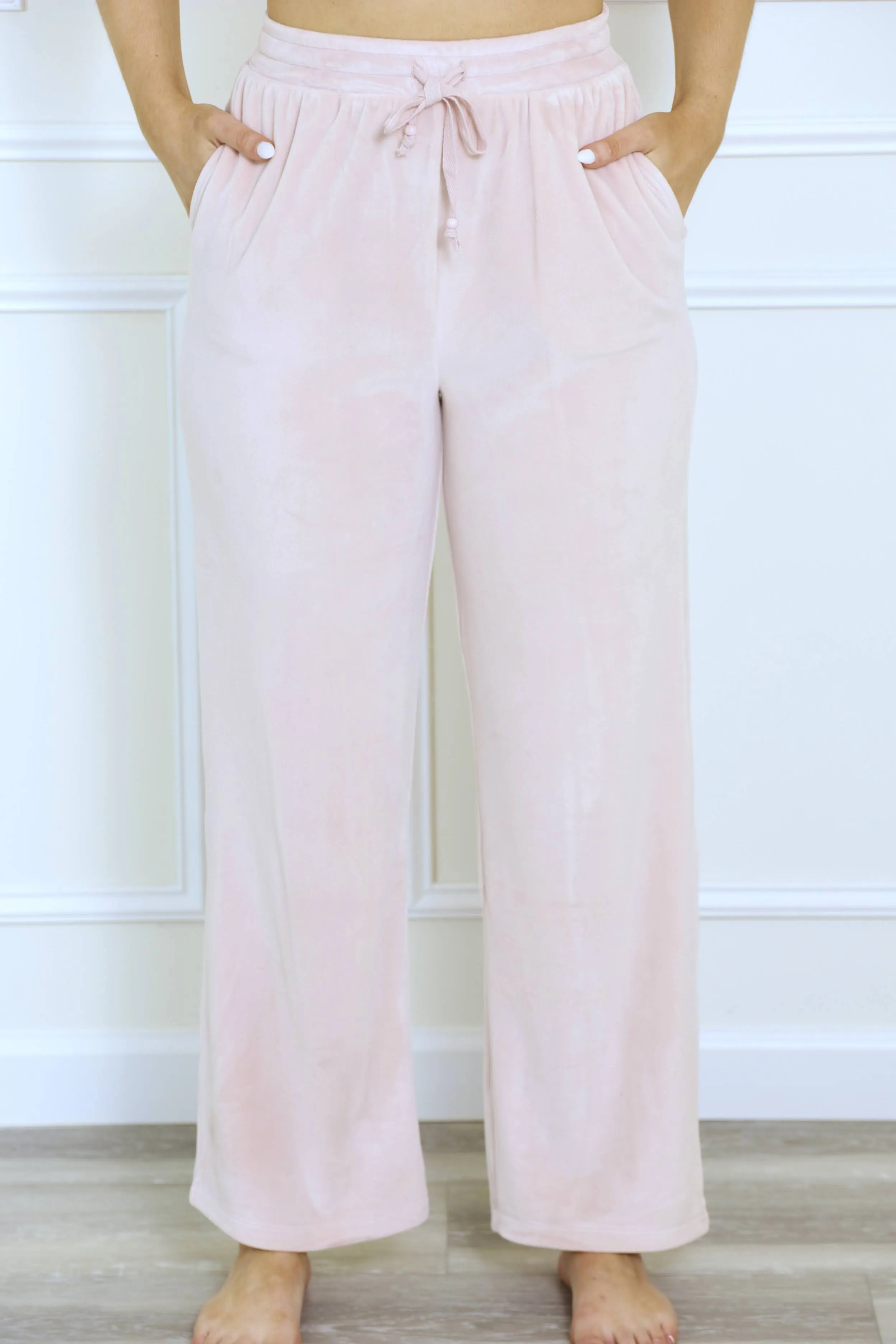 Do Not Disturb Velour Sweatpants - Blush