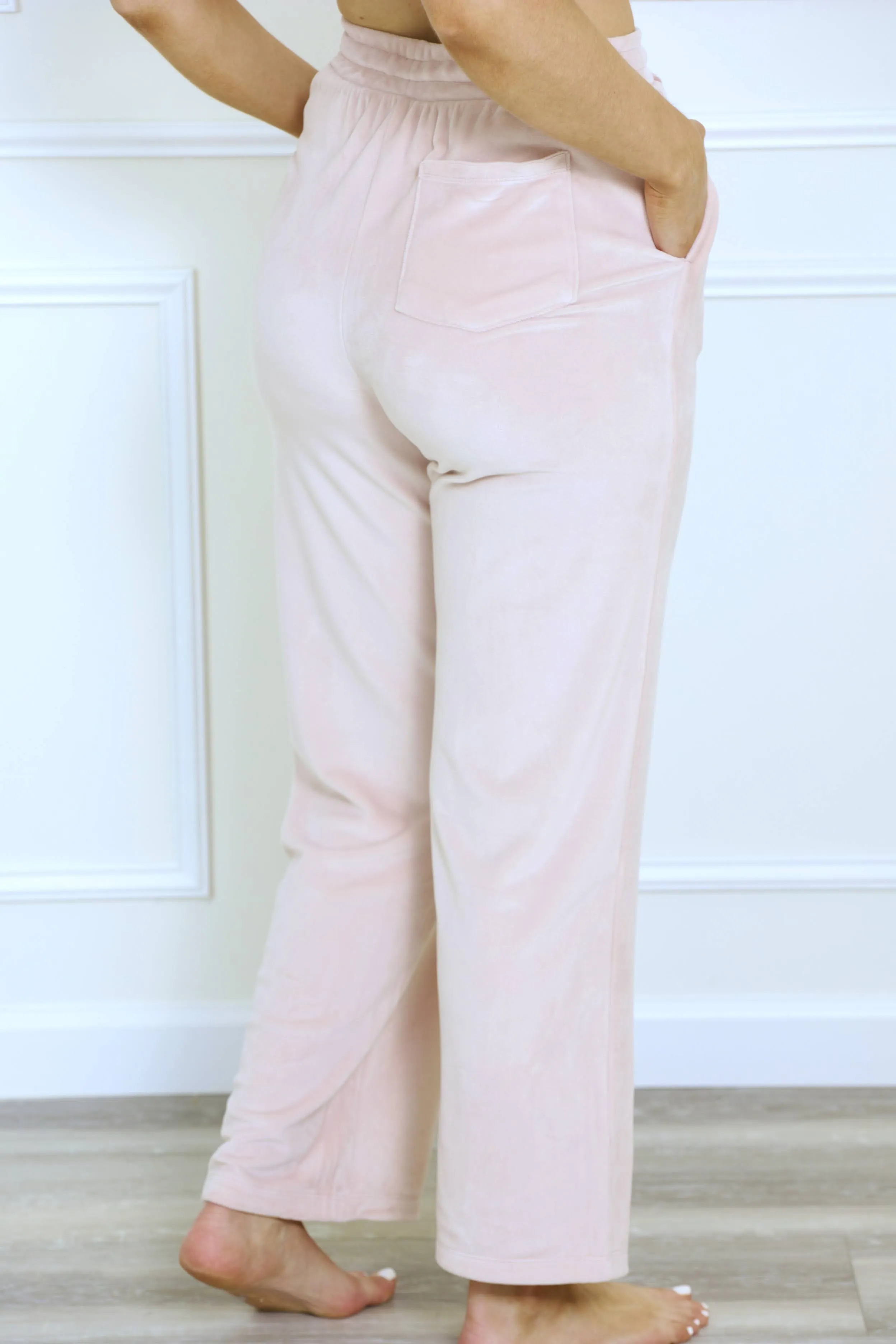 Do Not Disturb Velour Sweatpants - Blush