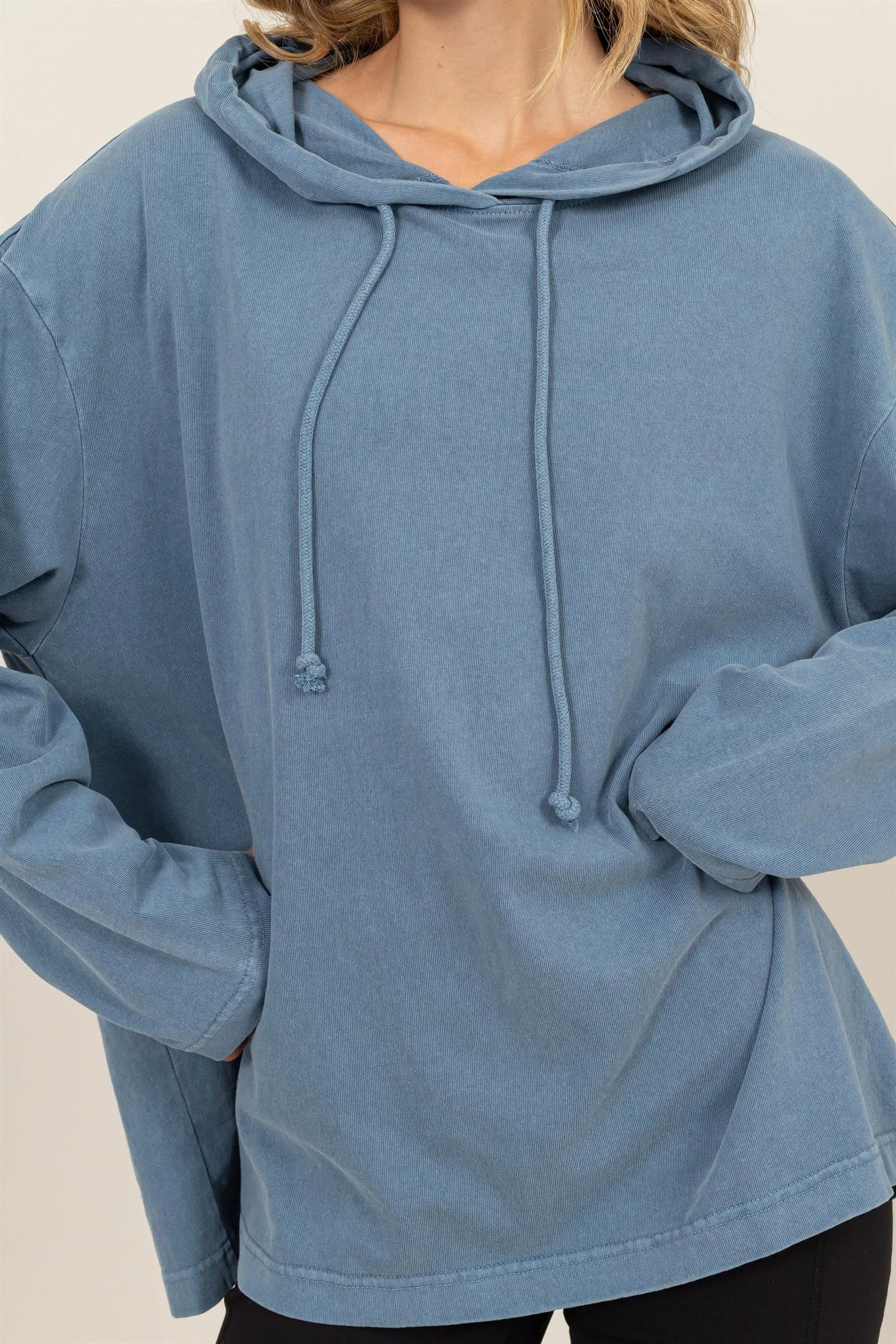 DZ24E495-OVERSIZED HOODED LONG-SLEEVE TOP