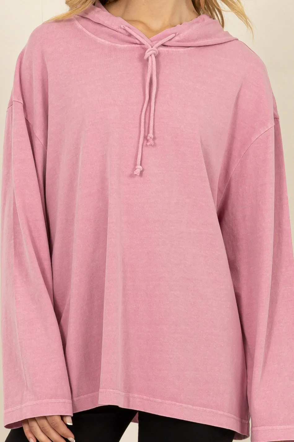 DZ24E495-OVERSIZED HOODED LONG-SLEEVE TOP