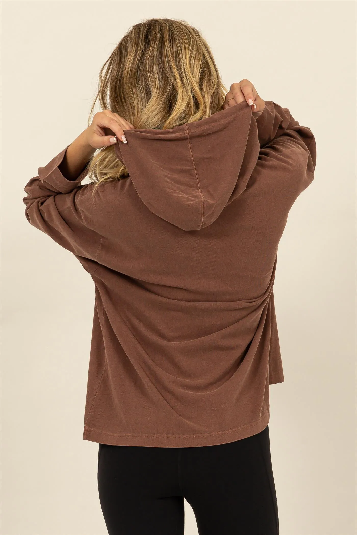 DZ24E495-OVERSIZED HOODED LONG-SLEEVE TOP