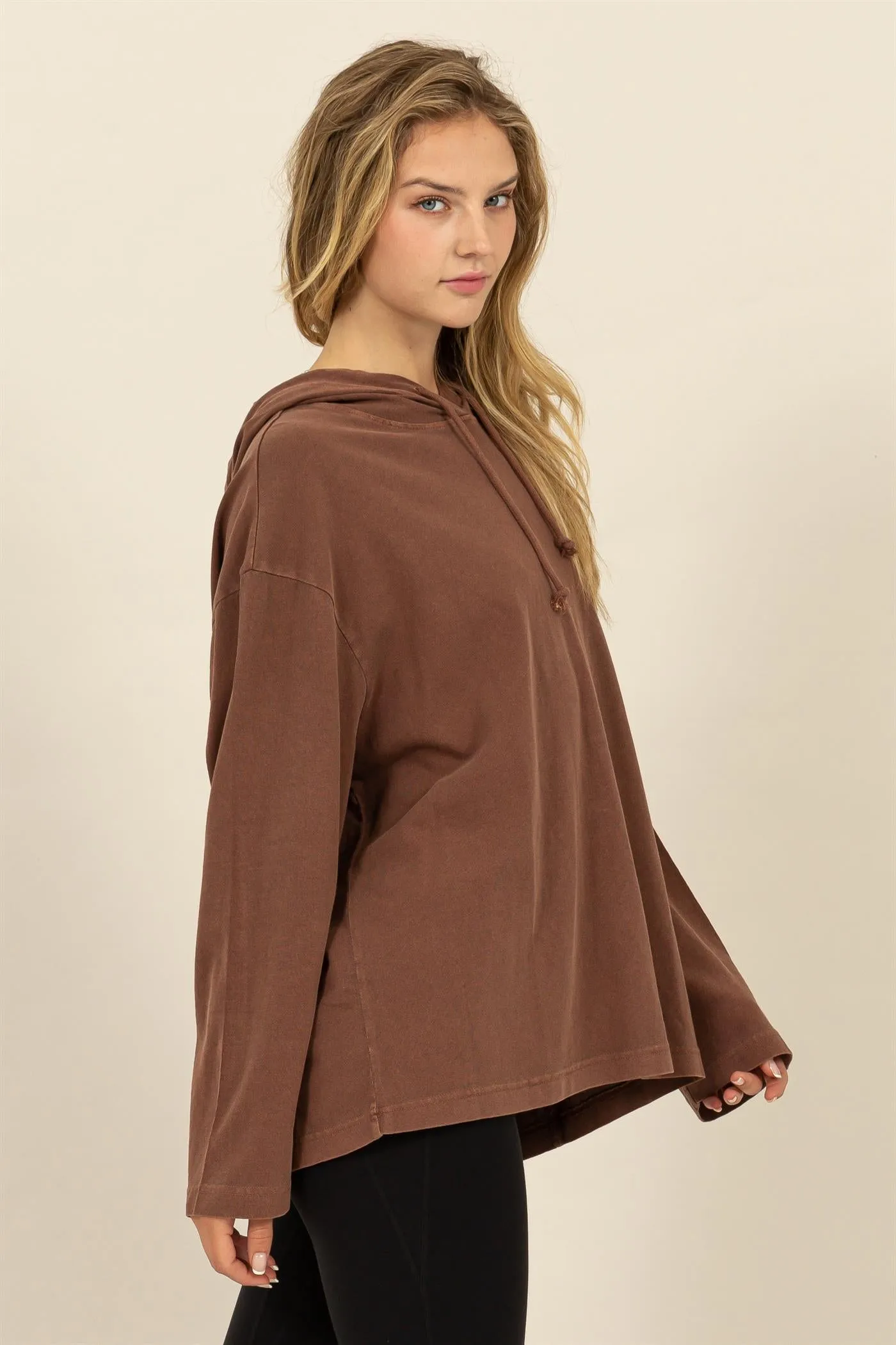 DZ24E495-OVERSIZED HOODED LONG-SLEEVE TOP