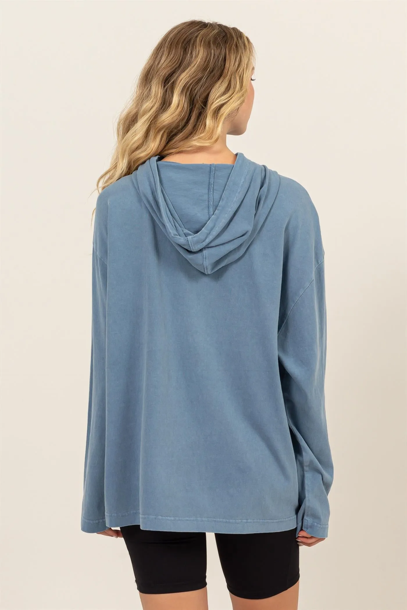 DZ24E495-OVERSIZED HOODED LONG-SLEEVE TOP