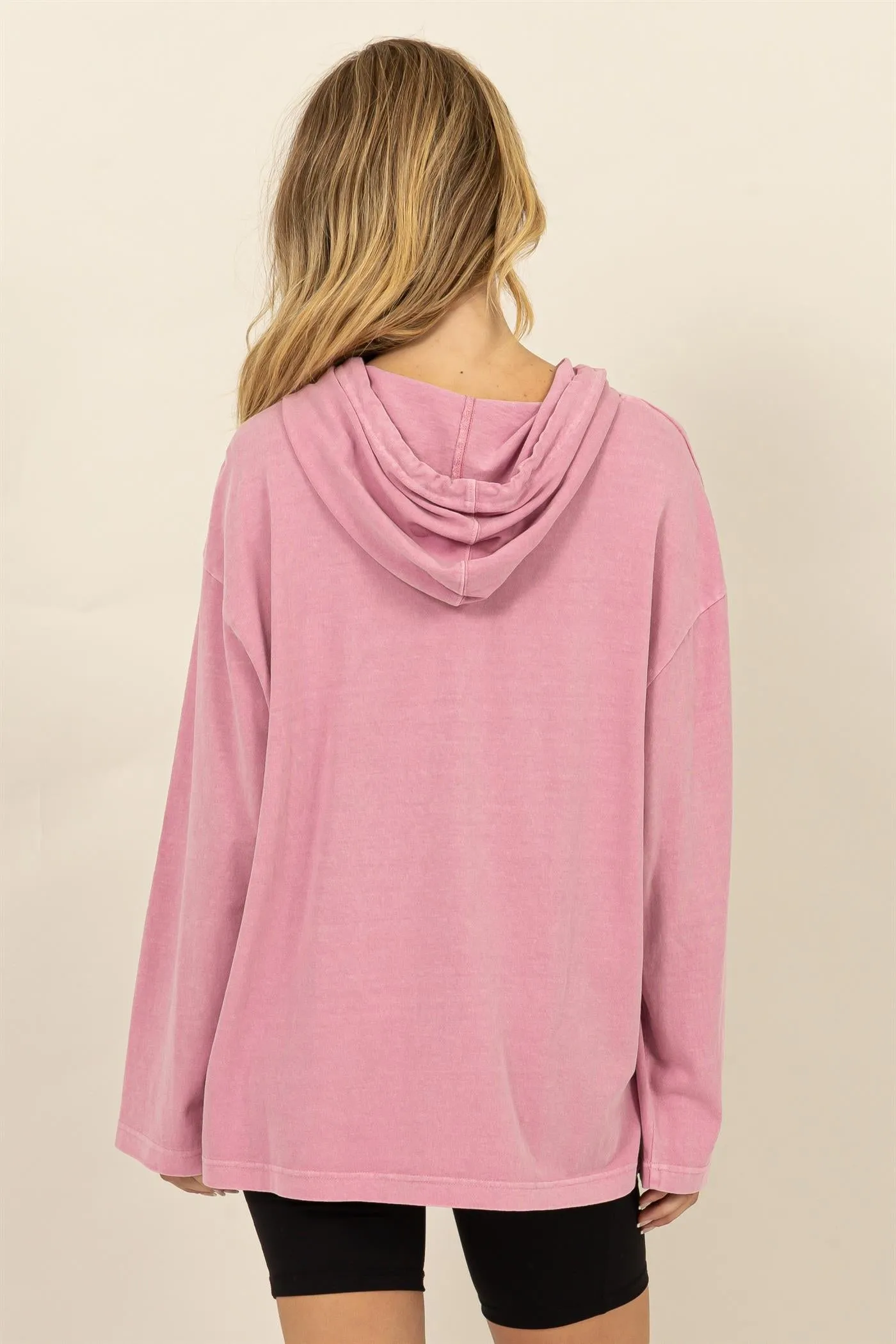 DZ24E495-OVERSIZED HOODED LONG-SLEEVE TOP