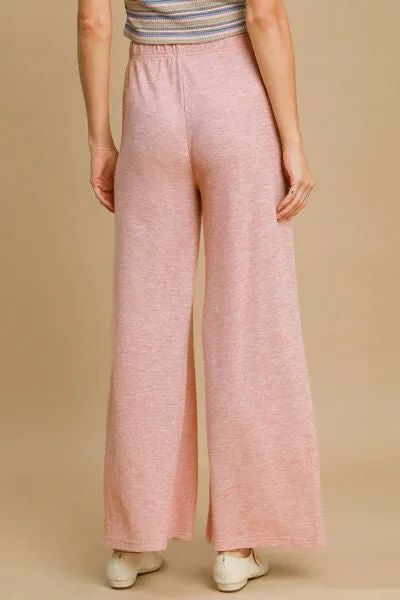 Elastic Waist Wide Leg Knit Pants in Dusty Pink