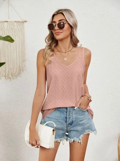 Florira Cutout Eyelet Tank – Stylish Summer Essential | Sizes S-2XL | 8 Vibrant Colors