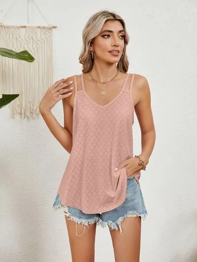 Florira Cutout Eyelet Tank – Stylish Summer Essential | Sizes S-2XL | 8 Vibrant Colors