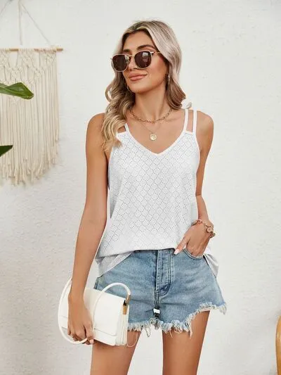 Florira Cutout Eyelet Tank – Stylish Summer Essential | Sizes S-2XL | 8 Vibrant Colors