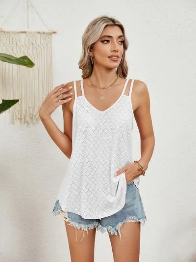 Florira Cutout Eyelet Tank – Stylish Summer Essential | Sizes S-2XL | 8 Vibrant Colors