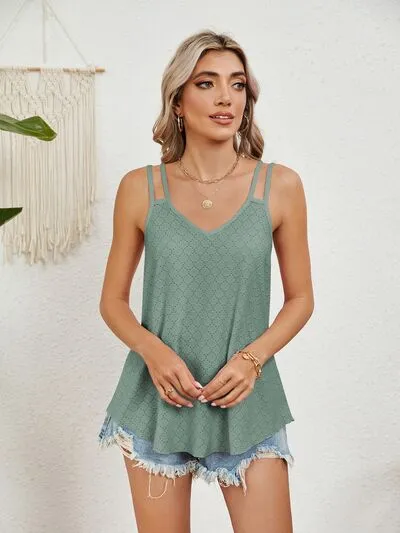 Florira Cutout Eyelet Tank – Stylish Summer Essential | Sizes S-2XL | 8 Vibrant Colors