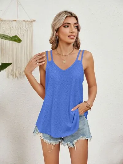 Florira Cutout Eyelet Tank – Stylish Summer Essential | Sizes S-2XL | 8 Vibrant Colors