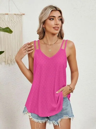 Florira Cutout Eyelet Tank – Stylish Summer Essential | Sizes S-2XL | 8 Vibrant Colors
