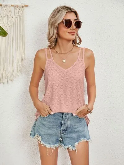 Florira Cutout Eyelet Tank – Stylish Summer Essential | Sizes S-2XL | 8 Vibrant Colors
