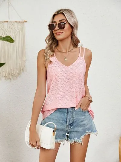 Florira Cutout Eyelet Tank – Stylish Summer Essential | Sizes S-2XL | 8 Vibrant Colors