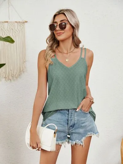 Florira Cutout Eyelet Tank – Stylish Summer Essential | Sizes S-2XL | 8 Vibrant Colors