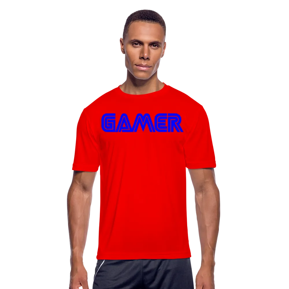 Gamer Word Text Art Mens Moisture Wicking Performance T-Shirt