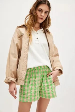 Get Free Seersucker Shorts-Lime Combo