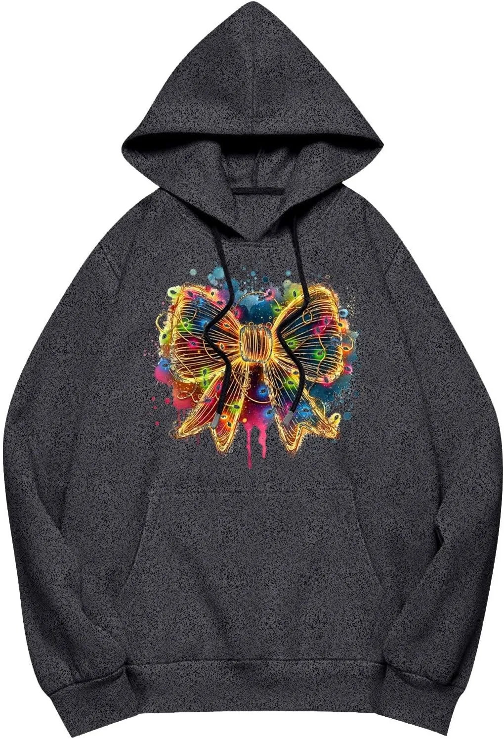 HXHYQKP Womens Oversized Sweatshirt Christmas Plus Size Hoodie Long Sleeve Drop Shoulder Pullover Trendy Y2K Hoodie