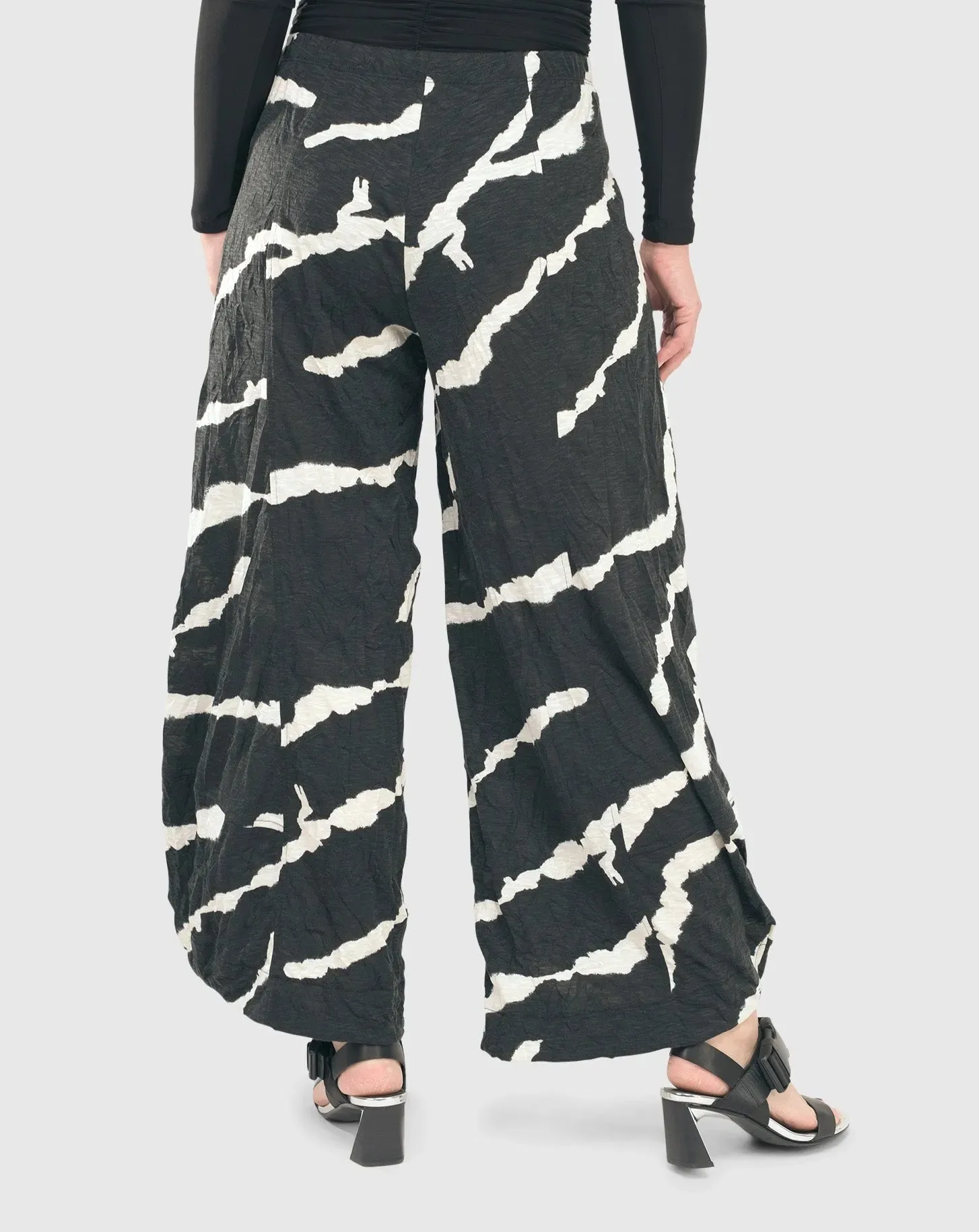 Ice Crinkle Punto Pants, Black