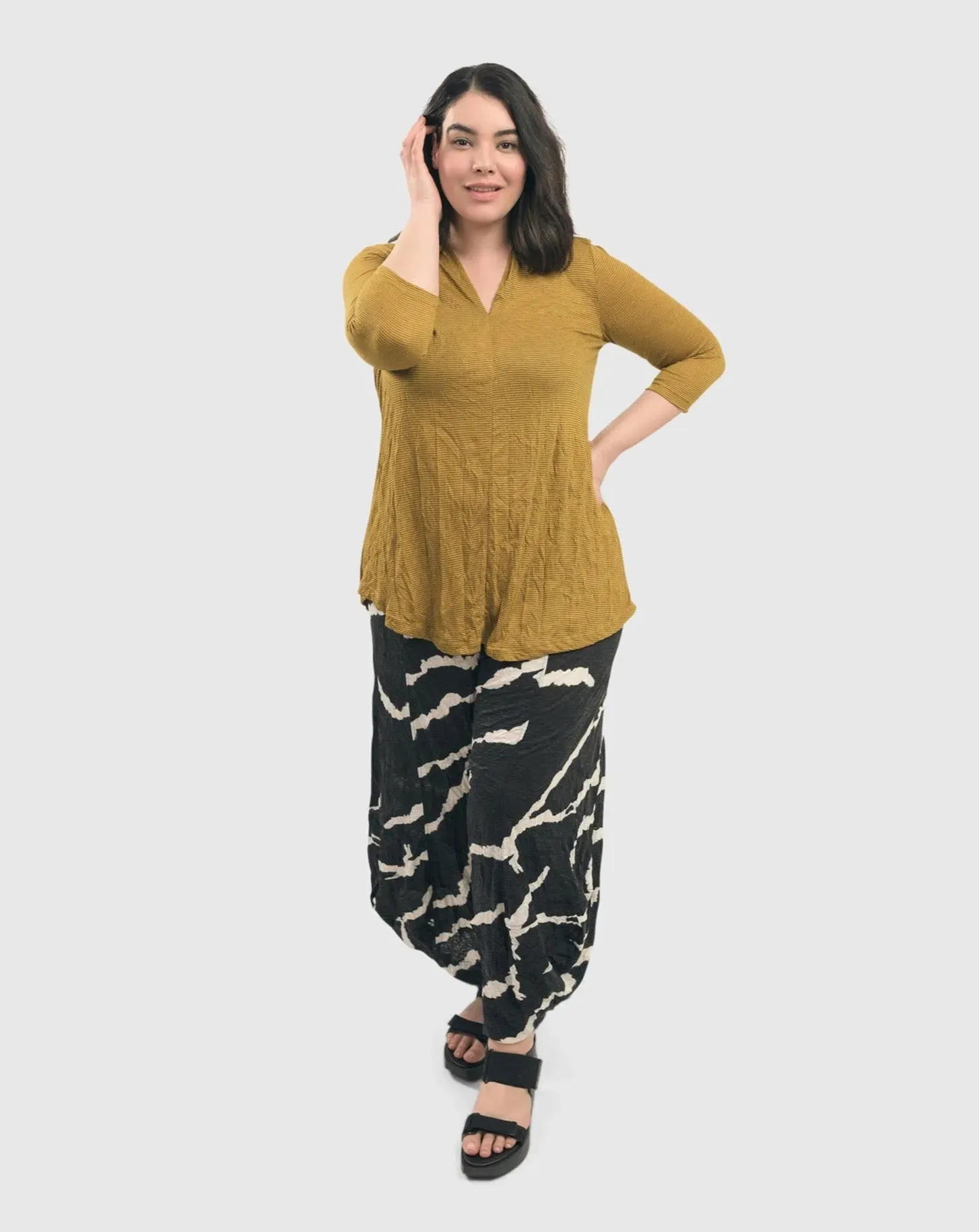 Ice Crinkle Punto Pants, Black