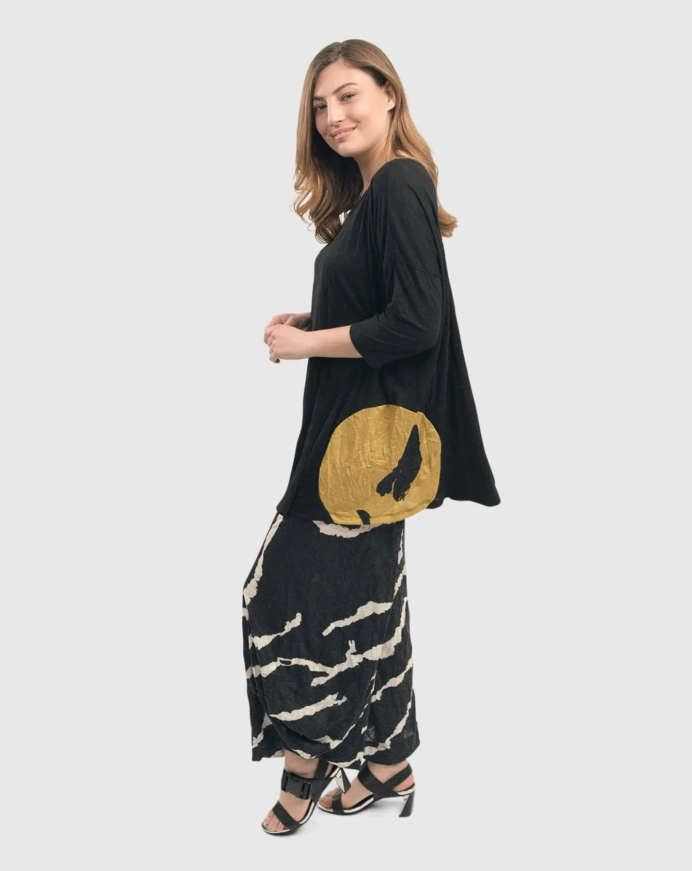 Ice Crinkle Punto Pants, Black