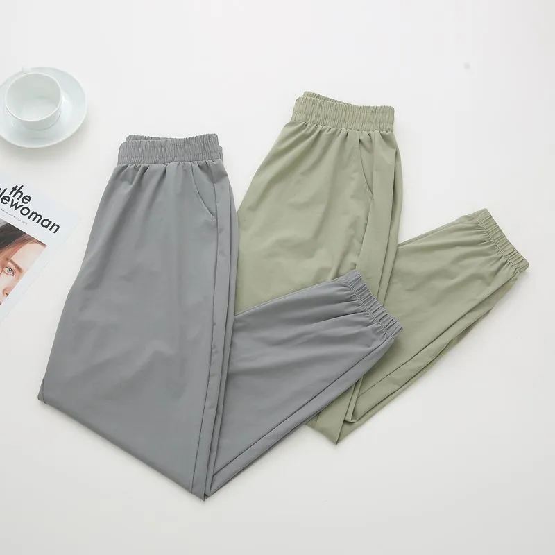 Ice Silk Sporty Women Quick-Drying Summer Thin Breathable Loose Jogger All-Matching Casual Pants