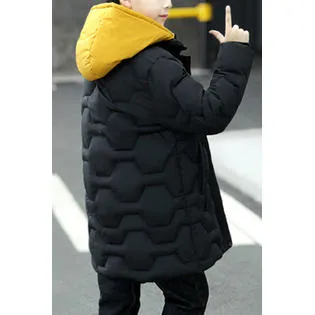 Kids Boys Solid Colored Thick Superb Casual Winter Season Long Sleeve Padded Jacket - KBJC33808