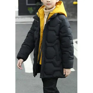 Kids Boys Solid Colored Thick Superb Casual Winter Season Long Sleeve Padded Jacket - KBJC33808