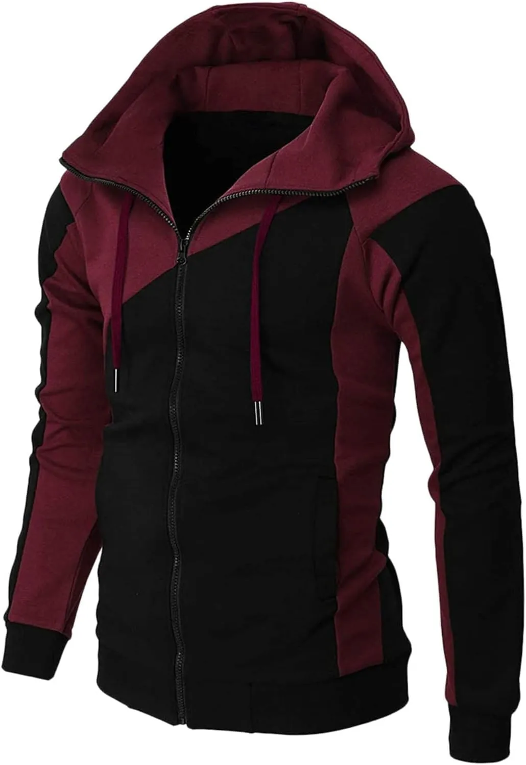 LCMTWX Men's Hooded Fleece Sweatshirt Loose Solid Hooded Sweater Top Midweight Fleece Sweatshirt Pullover & Full Zip