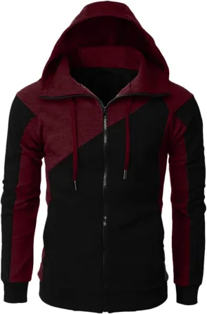 LCMTWX Men's Hooded Fleece Sweatshirt Loose Solid Hooded Sweater Top Midweight Fleece Sweatshirt Pullover & Full Zip