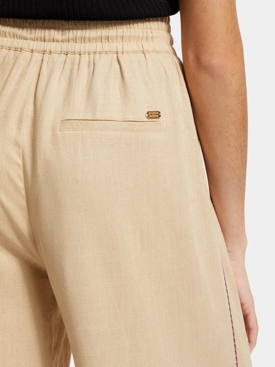Linen blend pull-on pants
