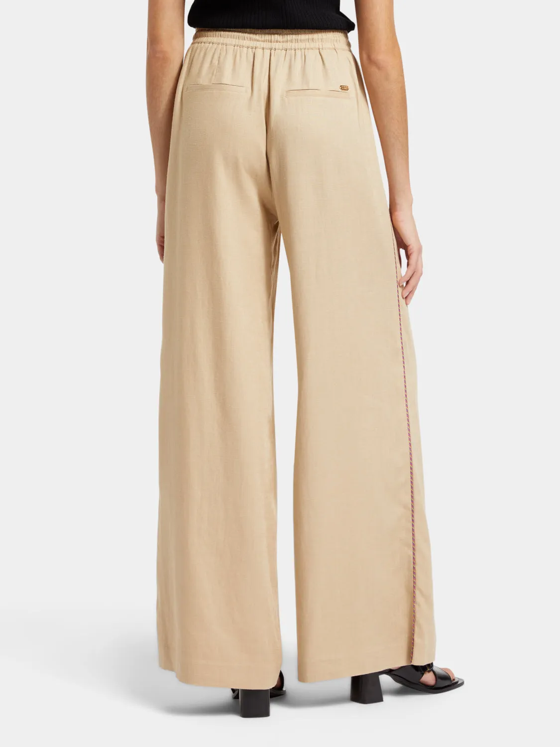 Linen blend pull-on pants