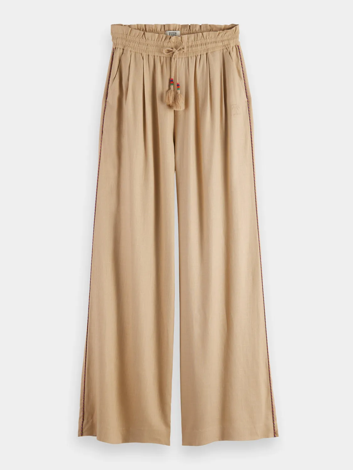 Linen blend pull-on pants