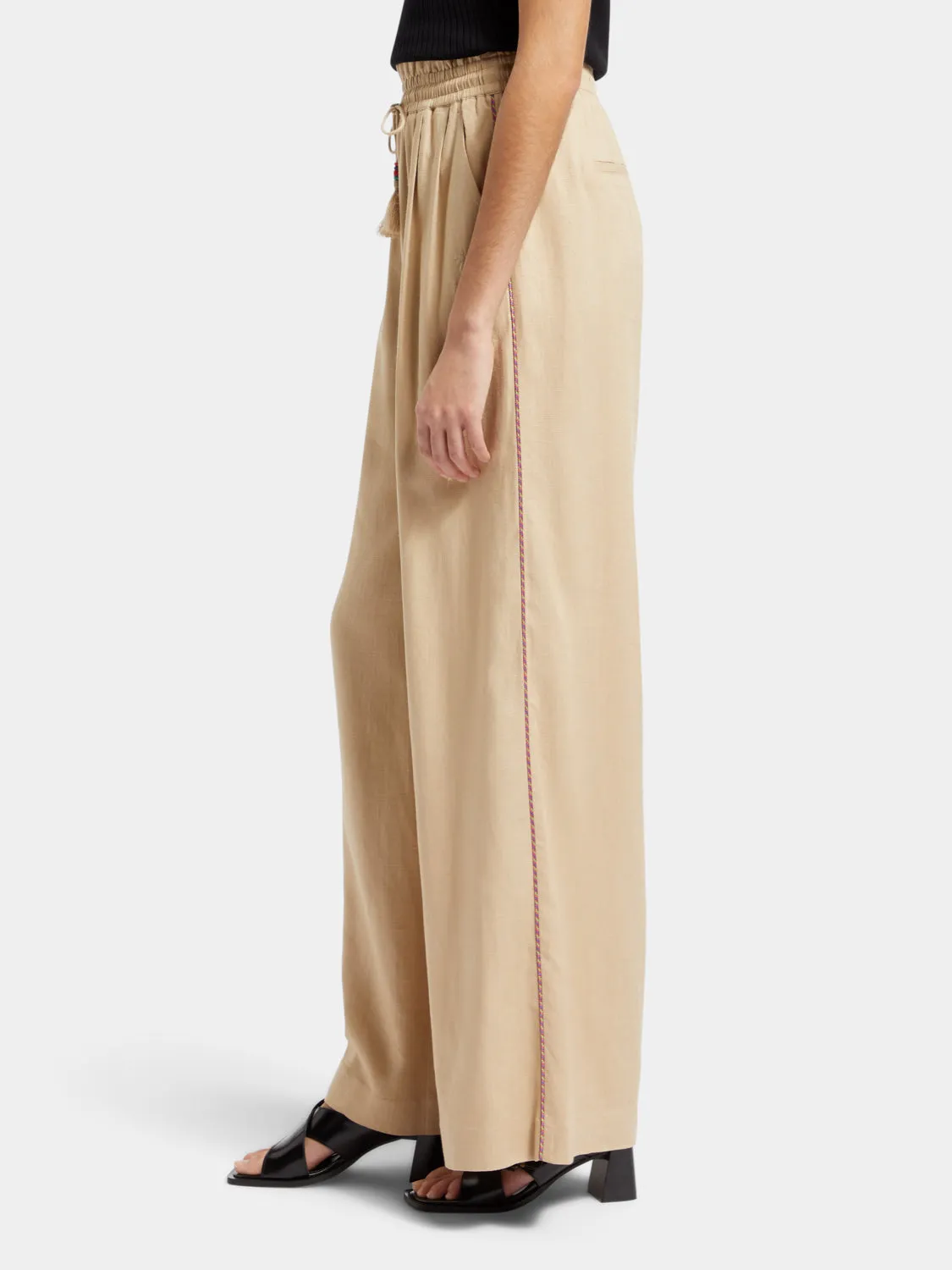 Linen blend pull-on pants