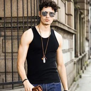 Men Slim Look Tank Top Breathable Sporty Youth Summer Fitted Matching Tank Top