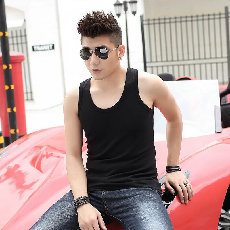 Men Slim Look Tank Top Breathable Sporty Youth Summer Fitted Matching Tank Top