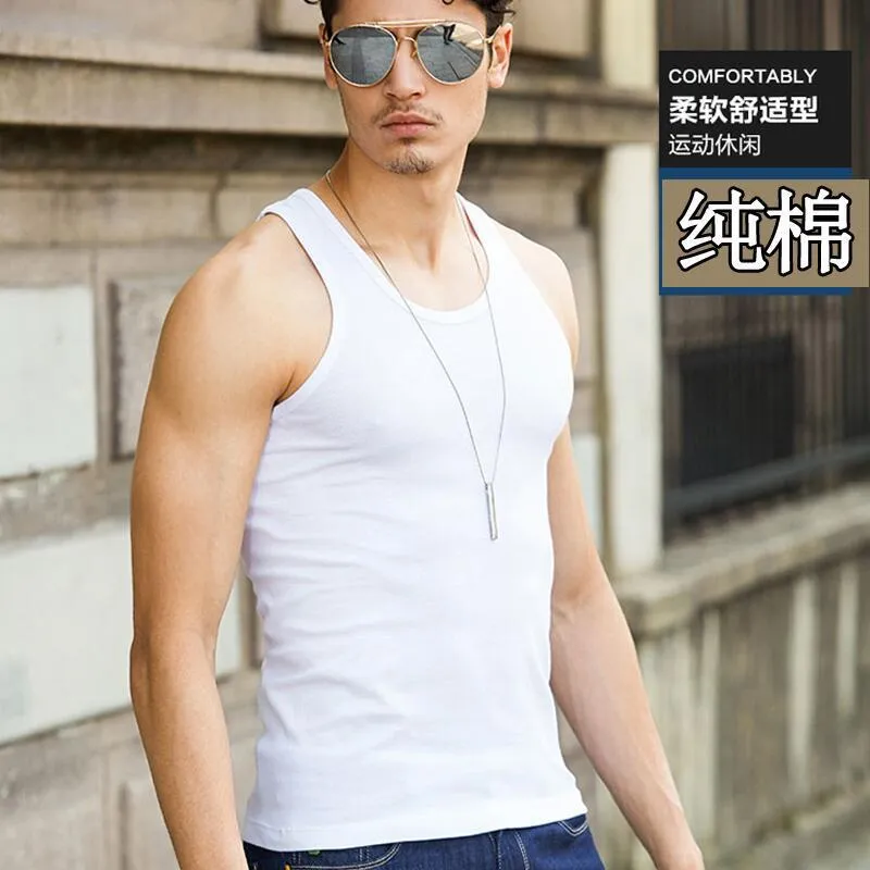 Men Slim Look Tank Top Breathable Sporty Youth Summer Fitted Matching Tank Top