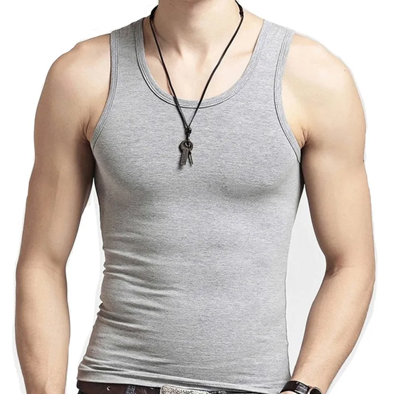Men Slim Look Tank Top Breathable Sporty Youth Summer Fitted Matching Tank Top