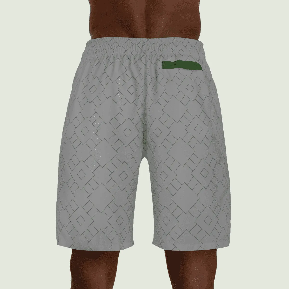Men's Grey And Green Squares Jogger Shorts