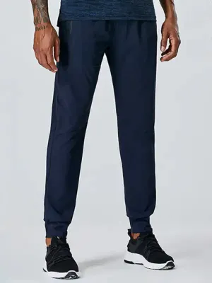 Men’s quick-drying elastic casual fitness training zipper trousers