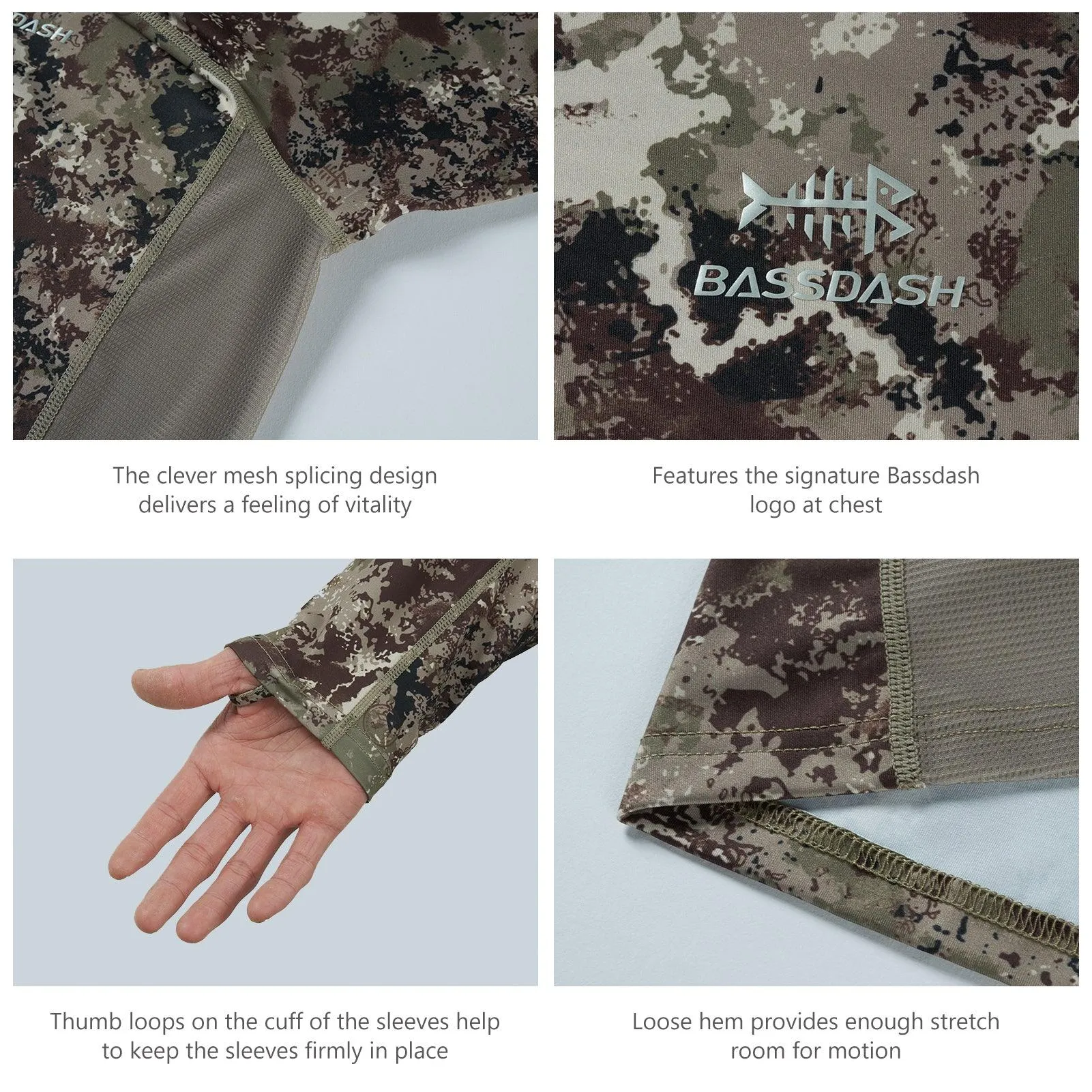 Men's UPF 50  Camo Long Sleeve Hunting Shirt FS13M