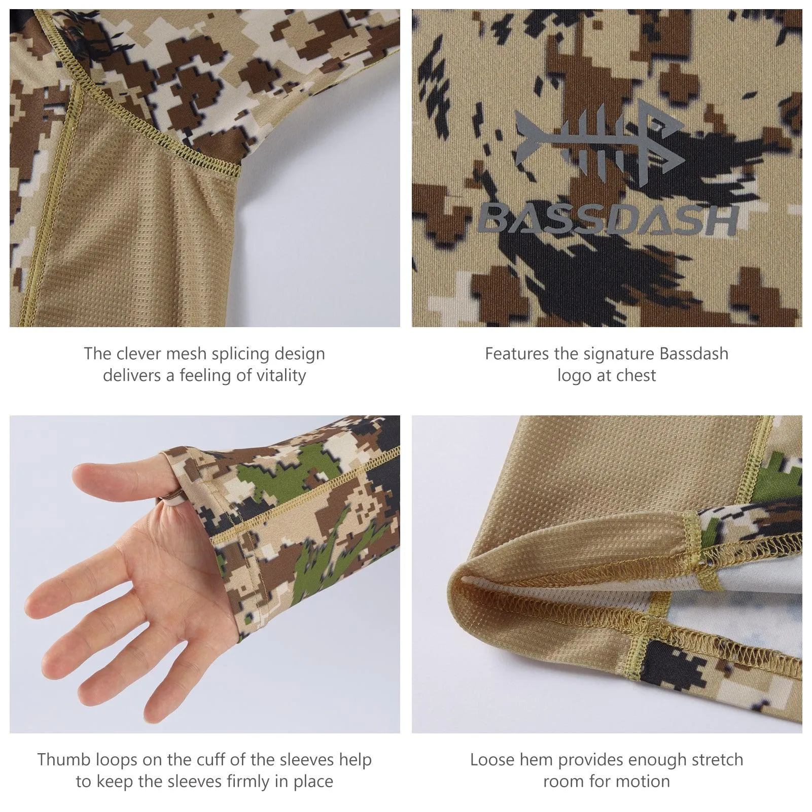 Men's UPF 50  Camo Long Sleeve Hunting Shirt FS13M