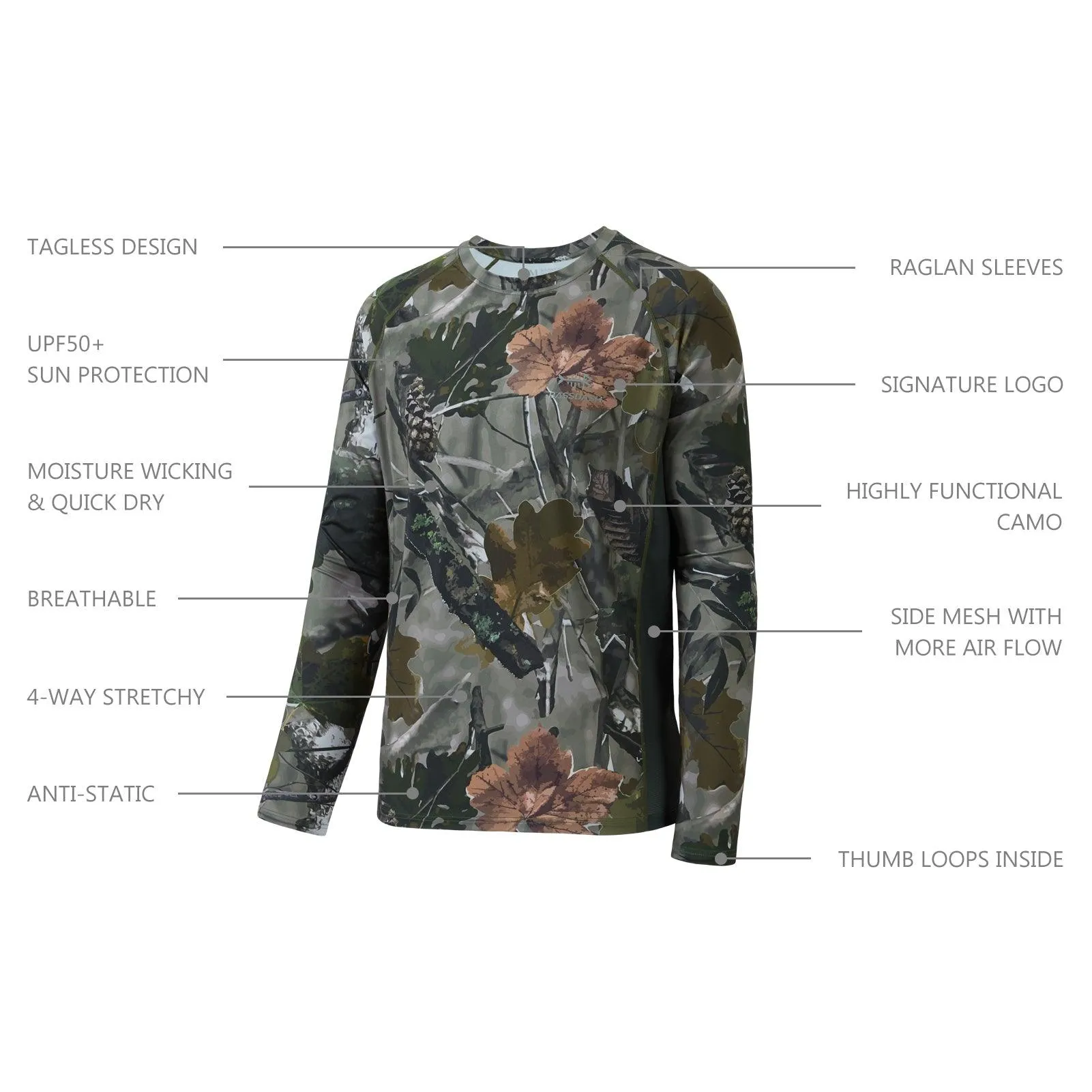 Men's UPF 50  Camo Long Sleeve Hunting Shirt FS13M