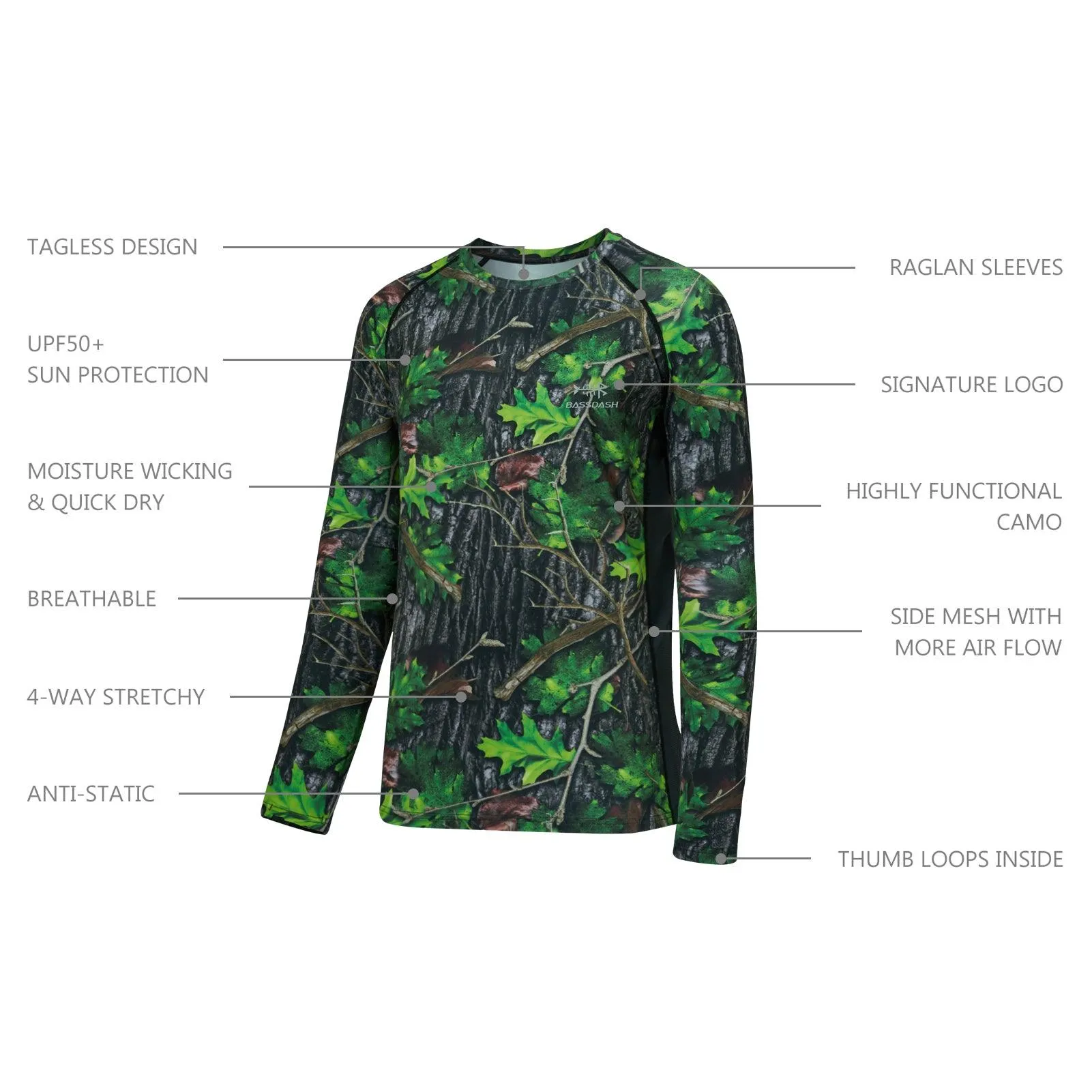 Men's UPF 50  Camo Long Sleeve Hunting Shirt FS13M