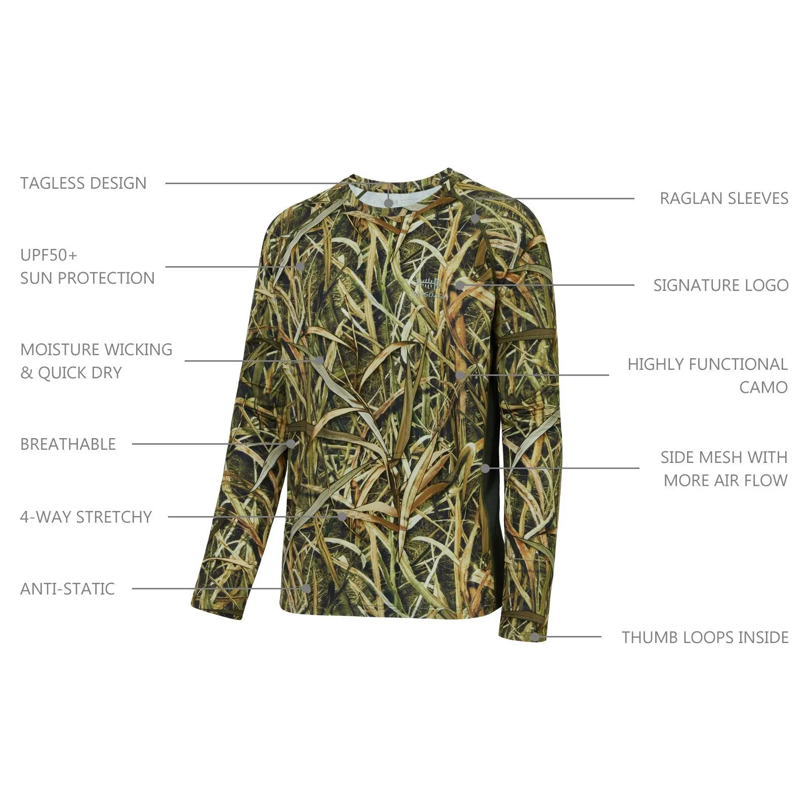Men's UPF 50  Camo Long Sleeve Hunting Shirt FS13M